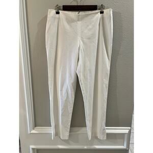Rivamonti Women's White Side Zip Stretch Size 12 Ankle Pants